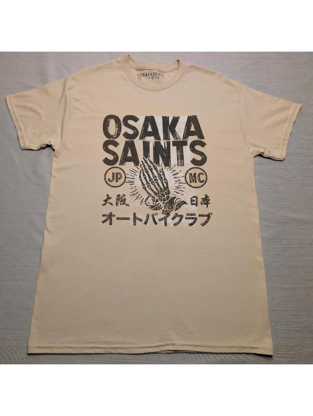 RARE Osaka Saints Japan Motorcycle Club Praying Hand Beije T-Shirt Size M